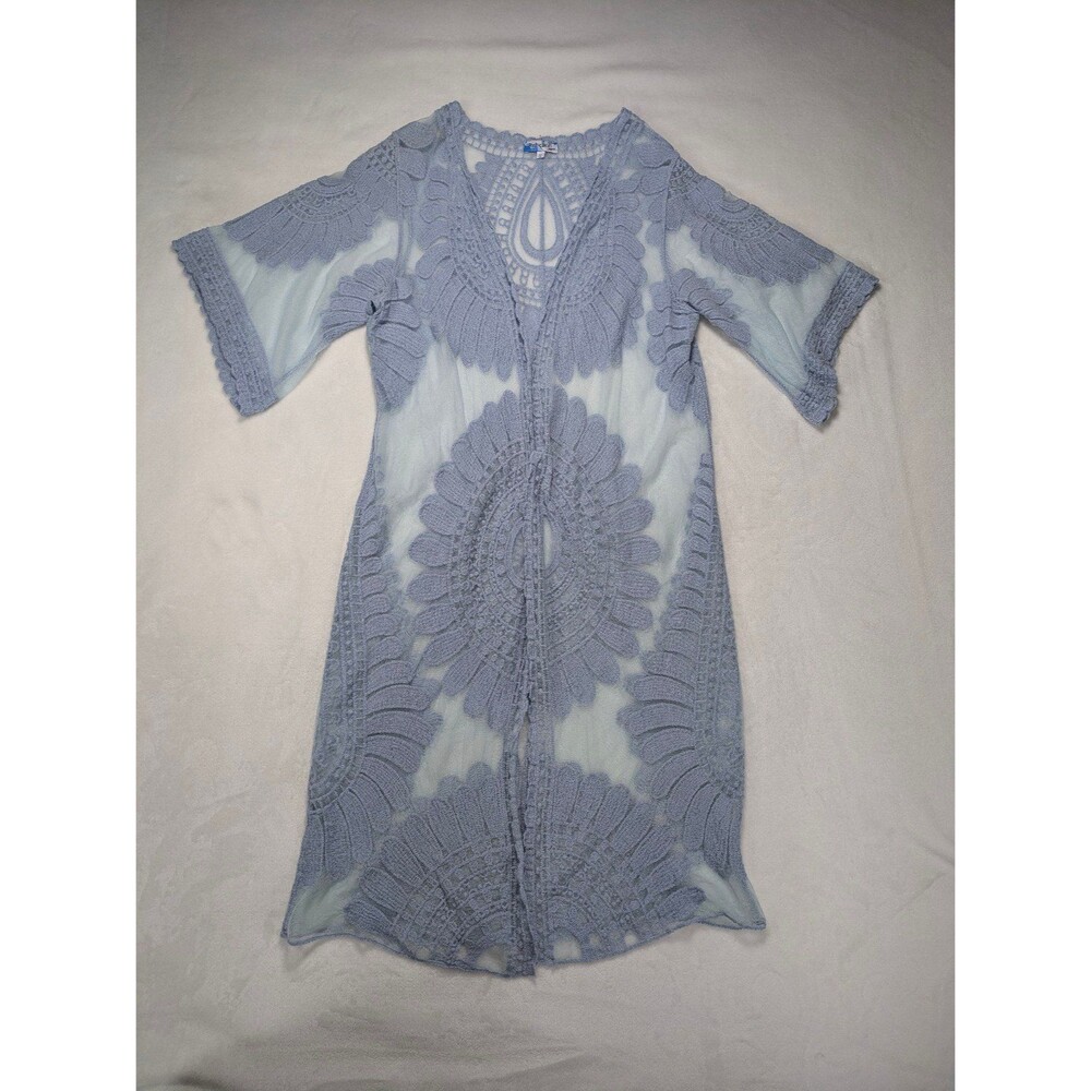 Rebellion Again Periwinkle Blue Crochet Lace Duster Kimono Size S